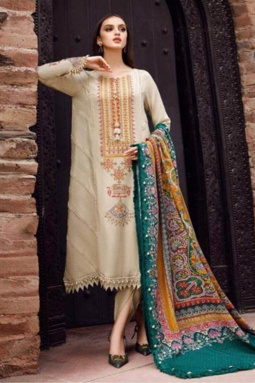 MARIA.B | DHANAK UNSTITCHED EMB | 3PC