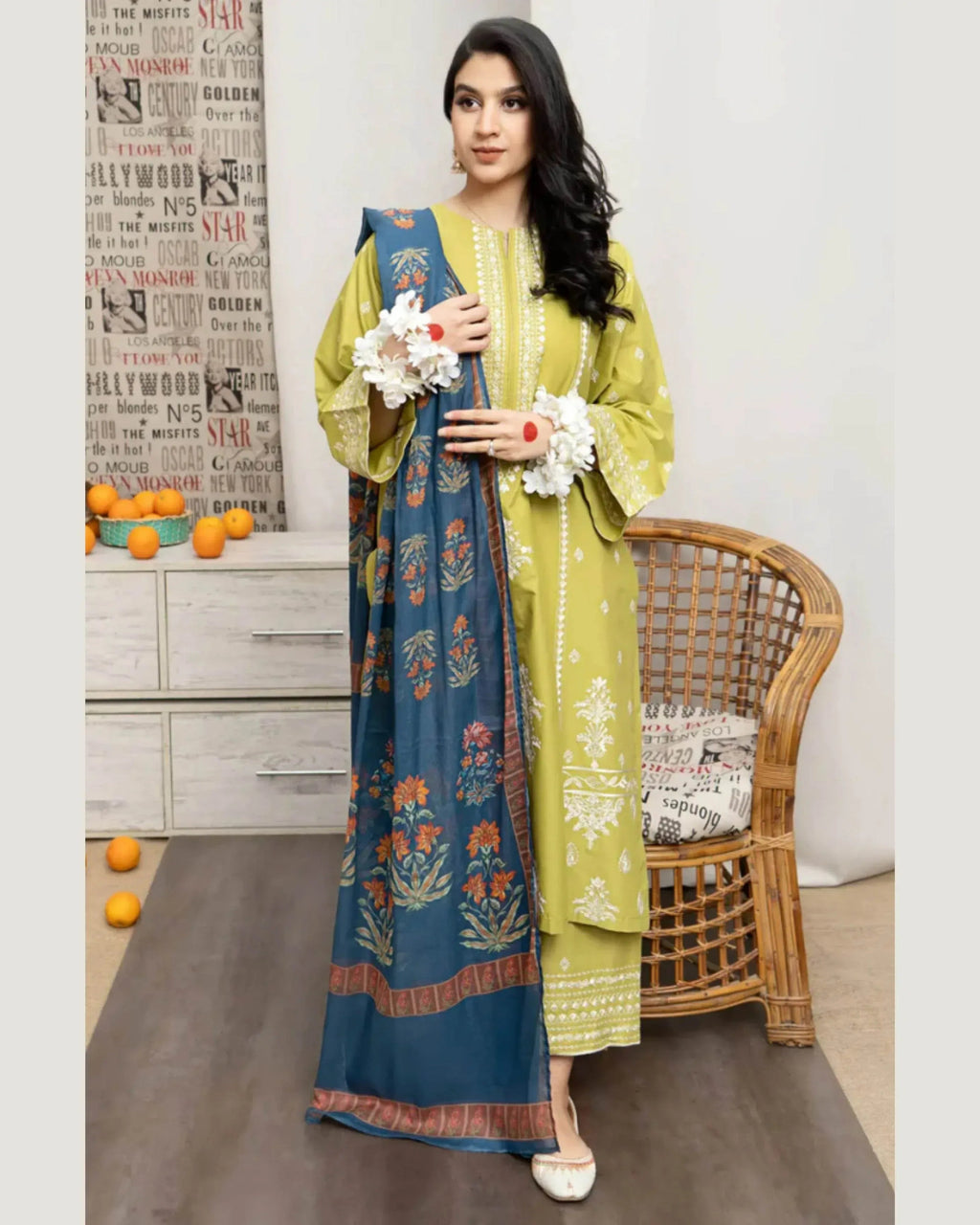 ASLING DHANAK UNSTITCHED EMB 3PC
