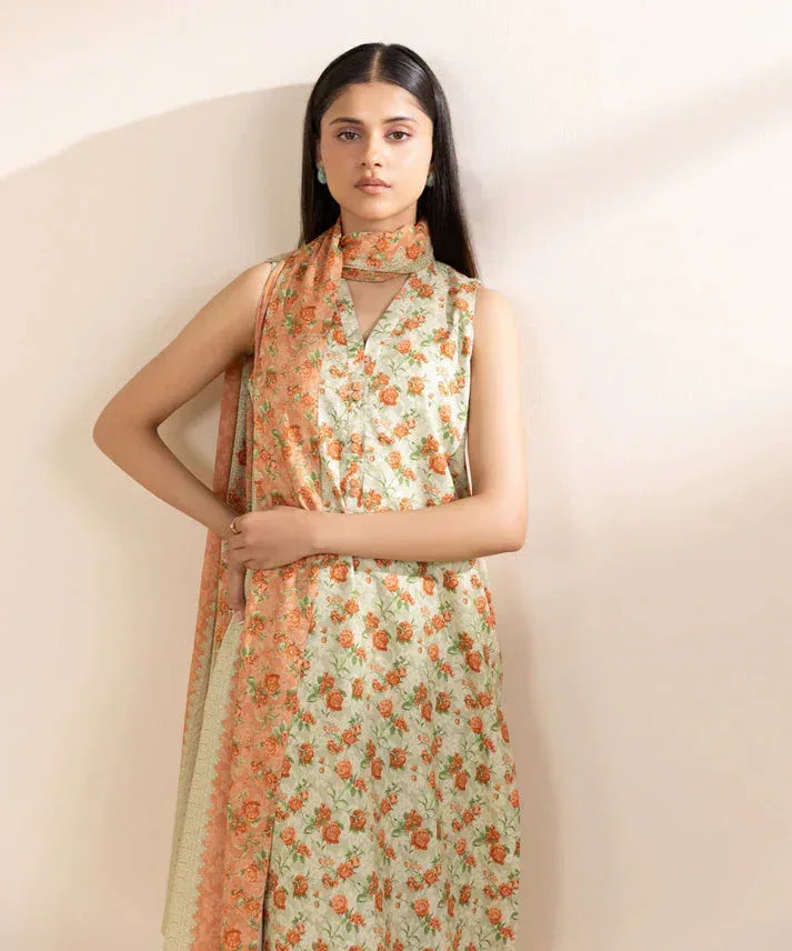 SAPPHIRE DHANAK PRINTED UNSTICHED 3PC