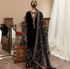 ZARA SHAHJAHAN VELVET UNSTITCHED EMB 3PC