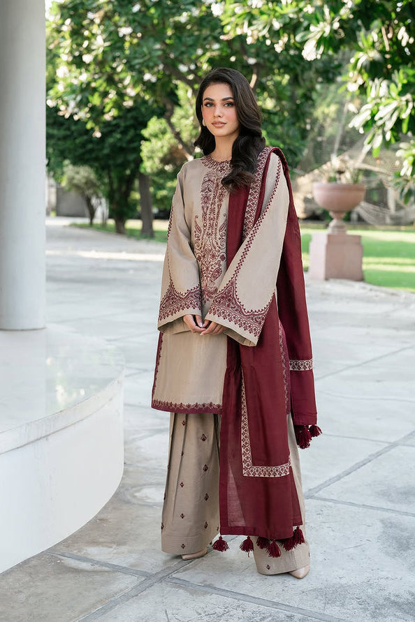 BAROQUE | DHANAK LUXURY UNSTITCHED EMB | 3PC | EMB WOOL SHAWL