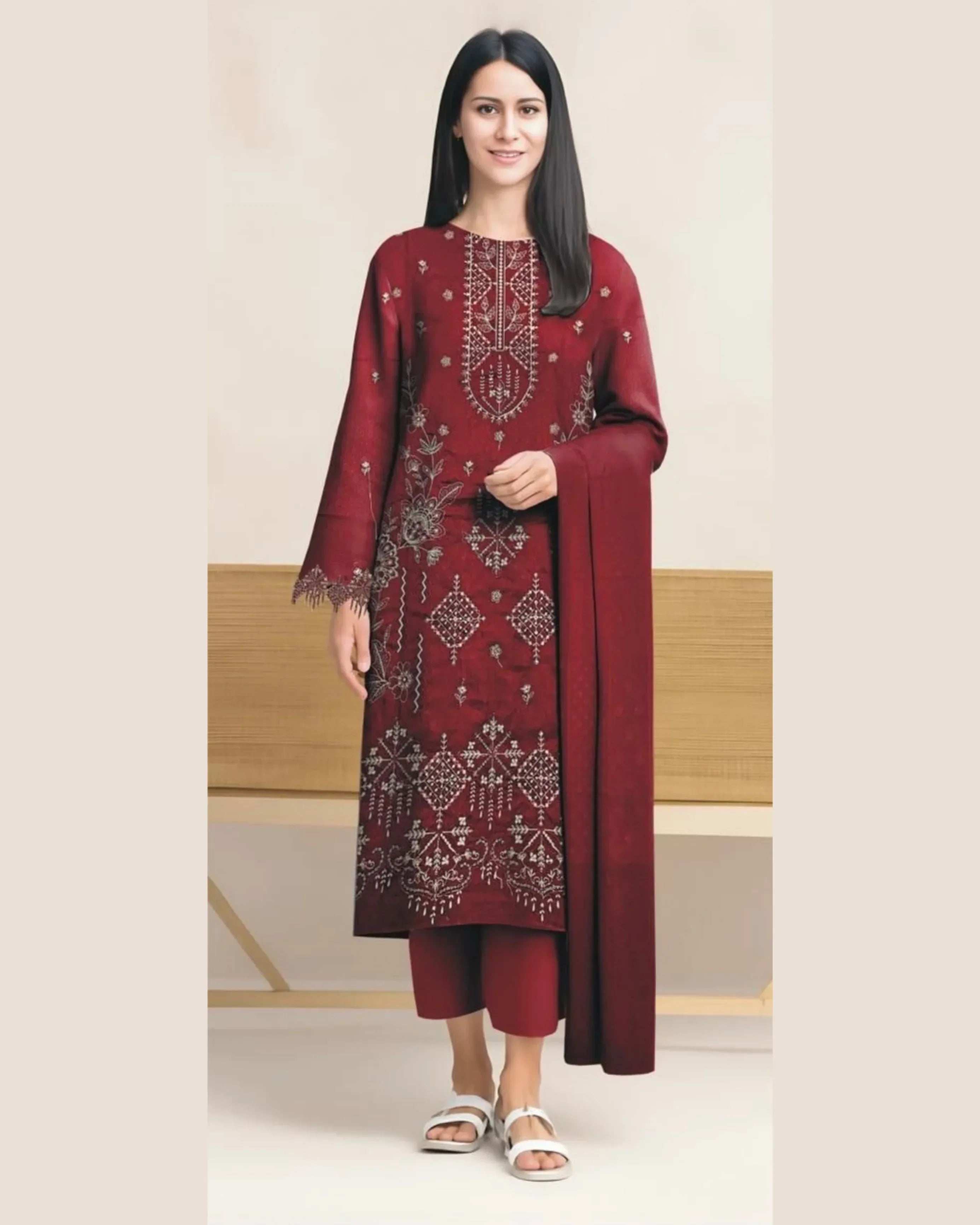 MIRAAL VOL#1 DHANAK UNSTITCHED EMB 3PC