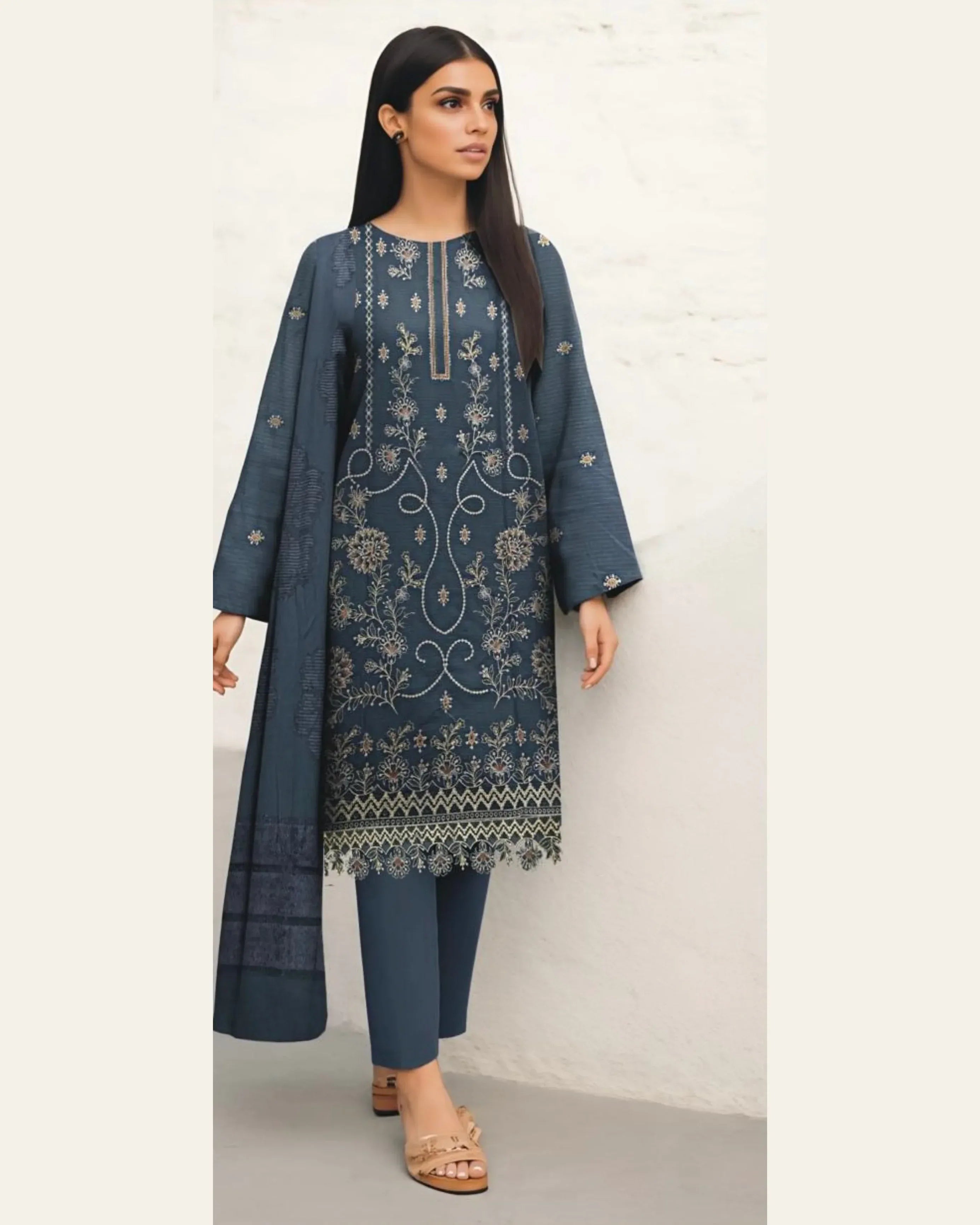 MIRAAL VOL#2 DHANAK UNSTITCHED EMB 3PC