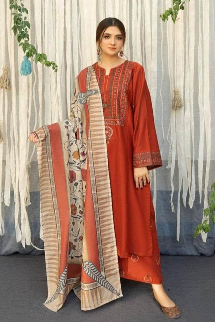 ASLING DHANAK UNSTITCHED EMB 3PC