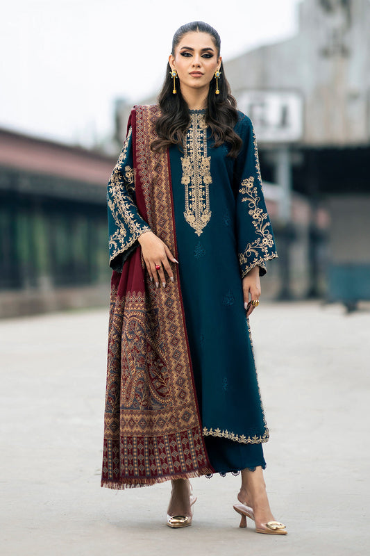 JAZMIN | DHANAK LUXURY UNSTITCHED EMB 3PC | DIGITAL PRINTED WOOL SHAWL