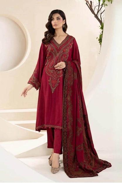 MARIA.B | DHANAK UNSTITCHED EMB | 3PC