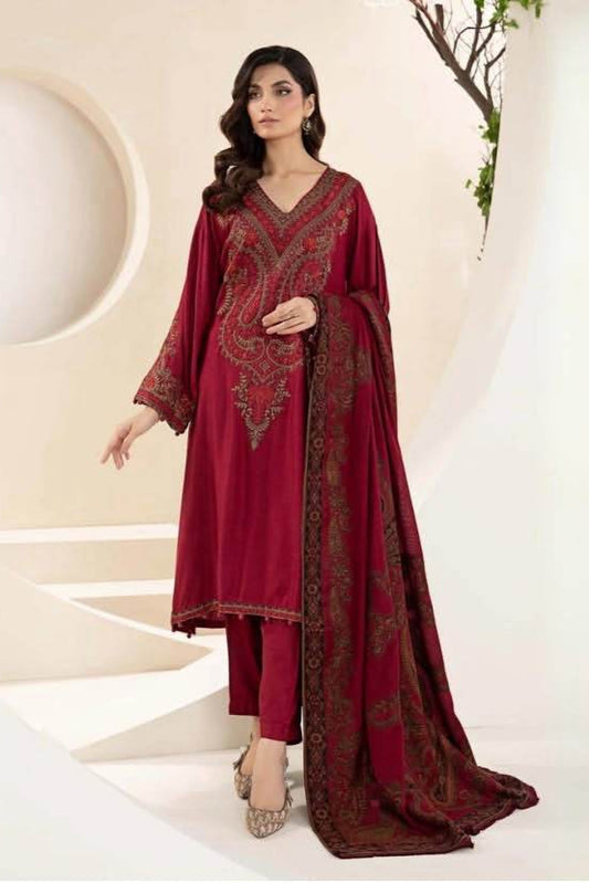 MARIA.B | DHANAK UNSTITCHED EMB | 3PC