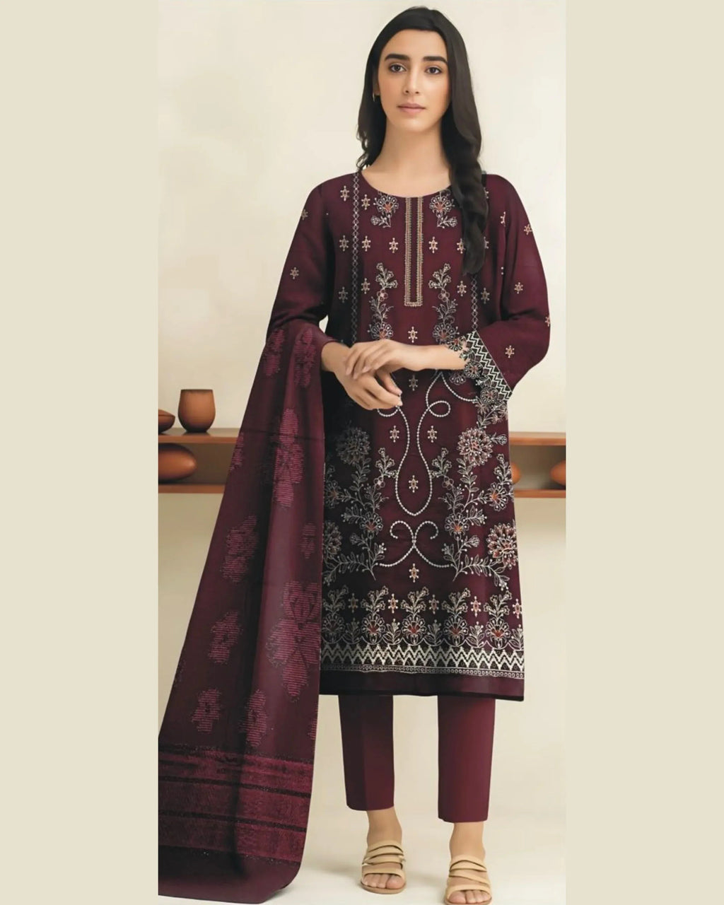 MIRAAL VOL#2 DHANAK UNSTITCHED EMB 3PC