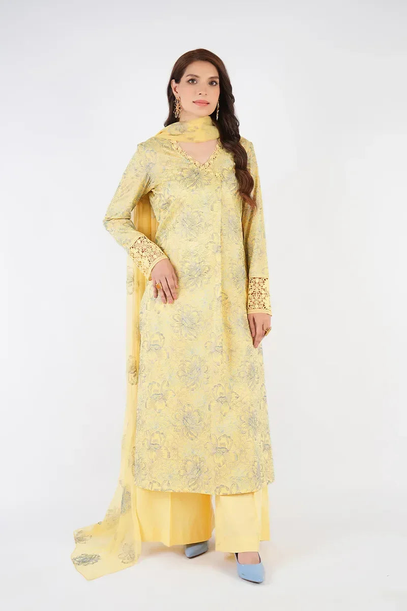BAREEZE LINEN UNSTITCHED EMB 3PC