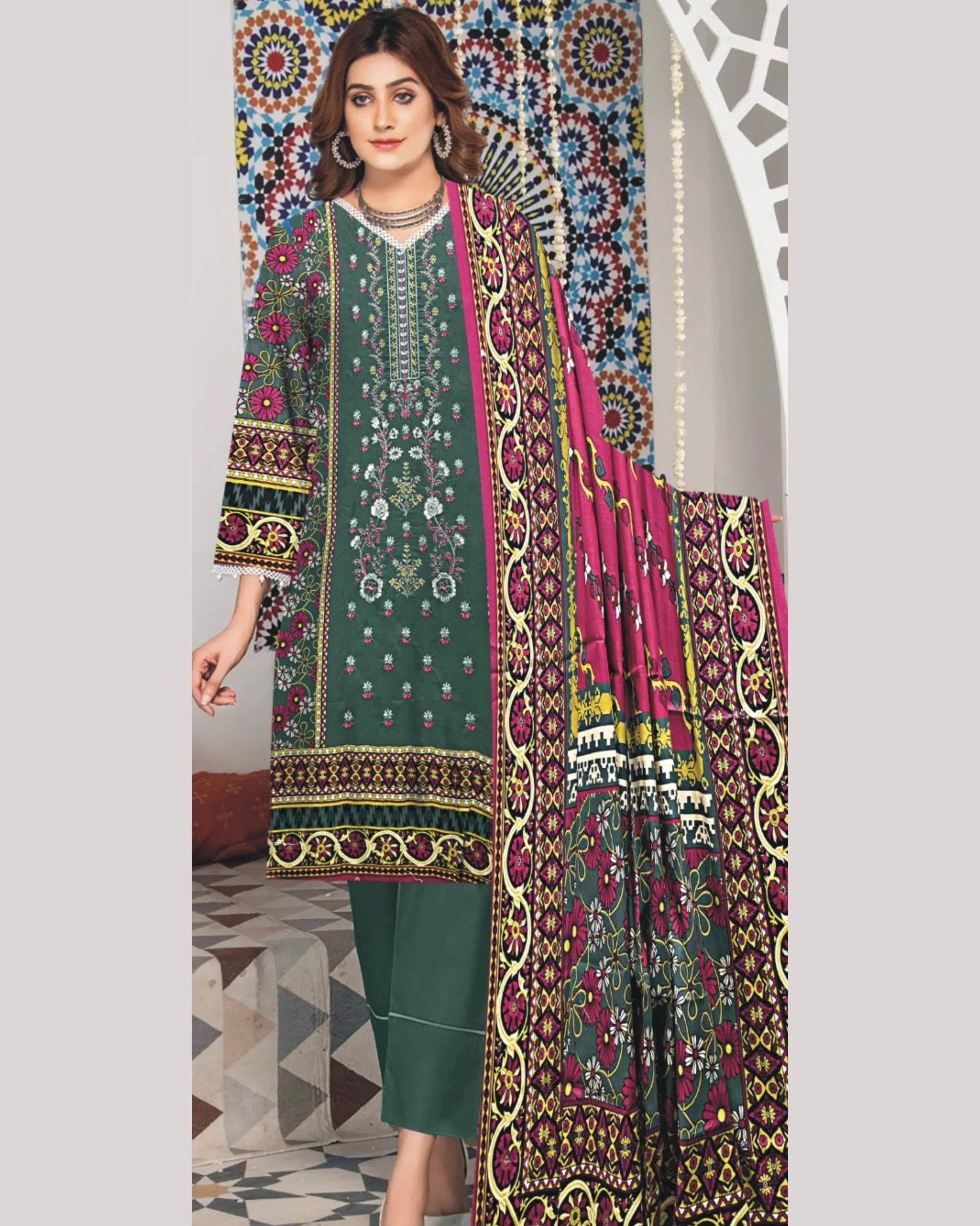 MIRAAL LAWN UNSTITCHED EMB 3PC