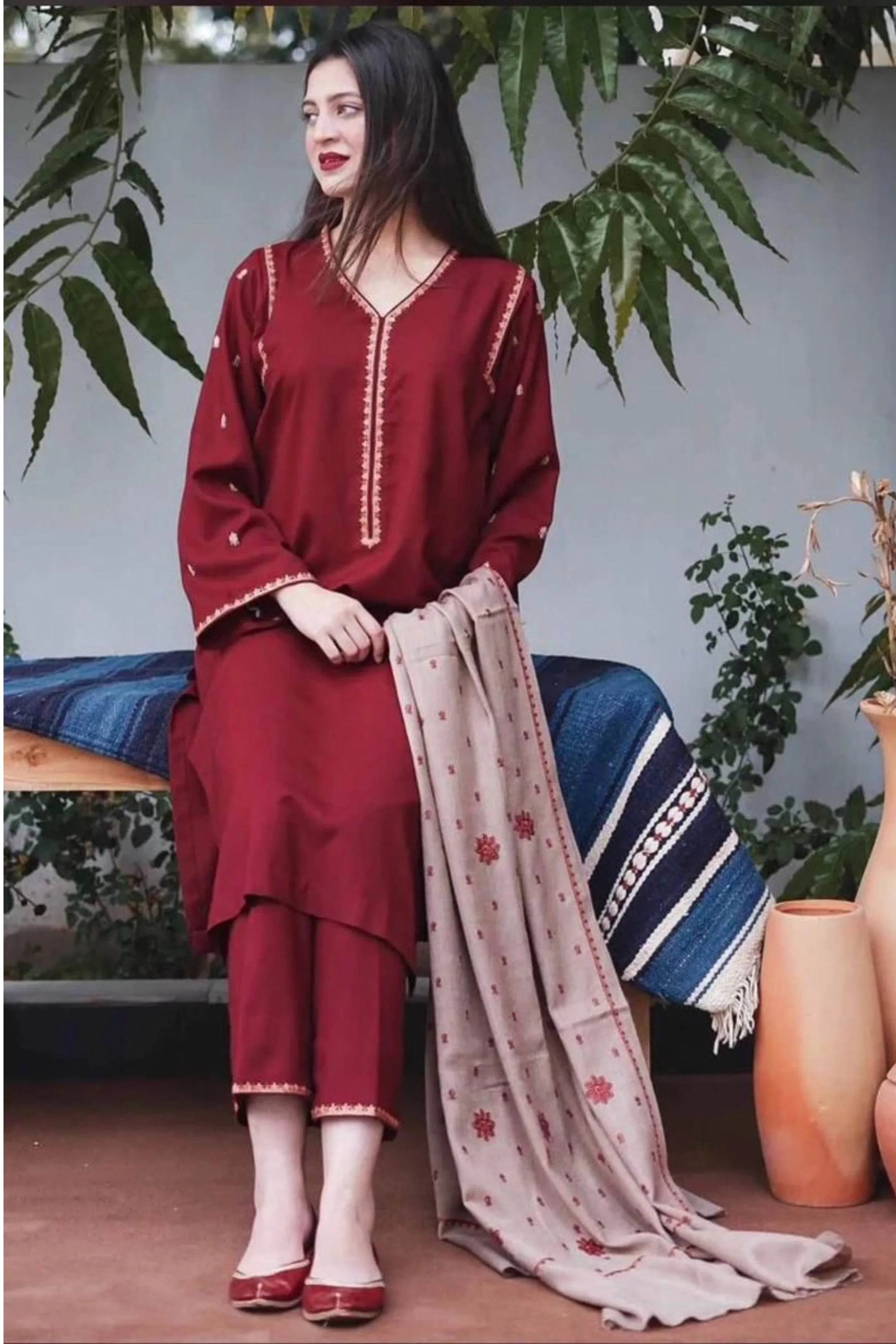 ASLING DHANAK UNSTITCHED EMB 3PC