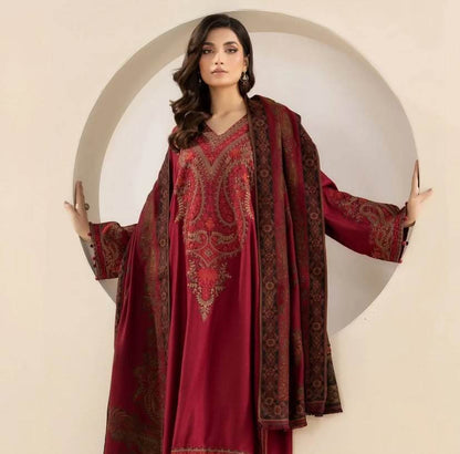 MARIA.B | DHANAK UNSTITCHED EMB | 3PC