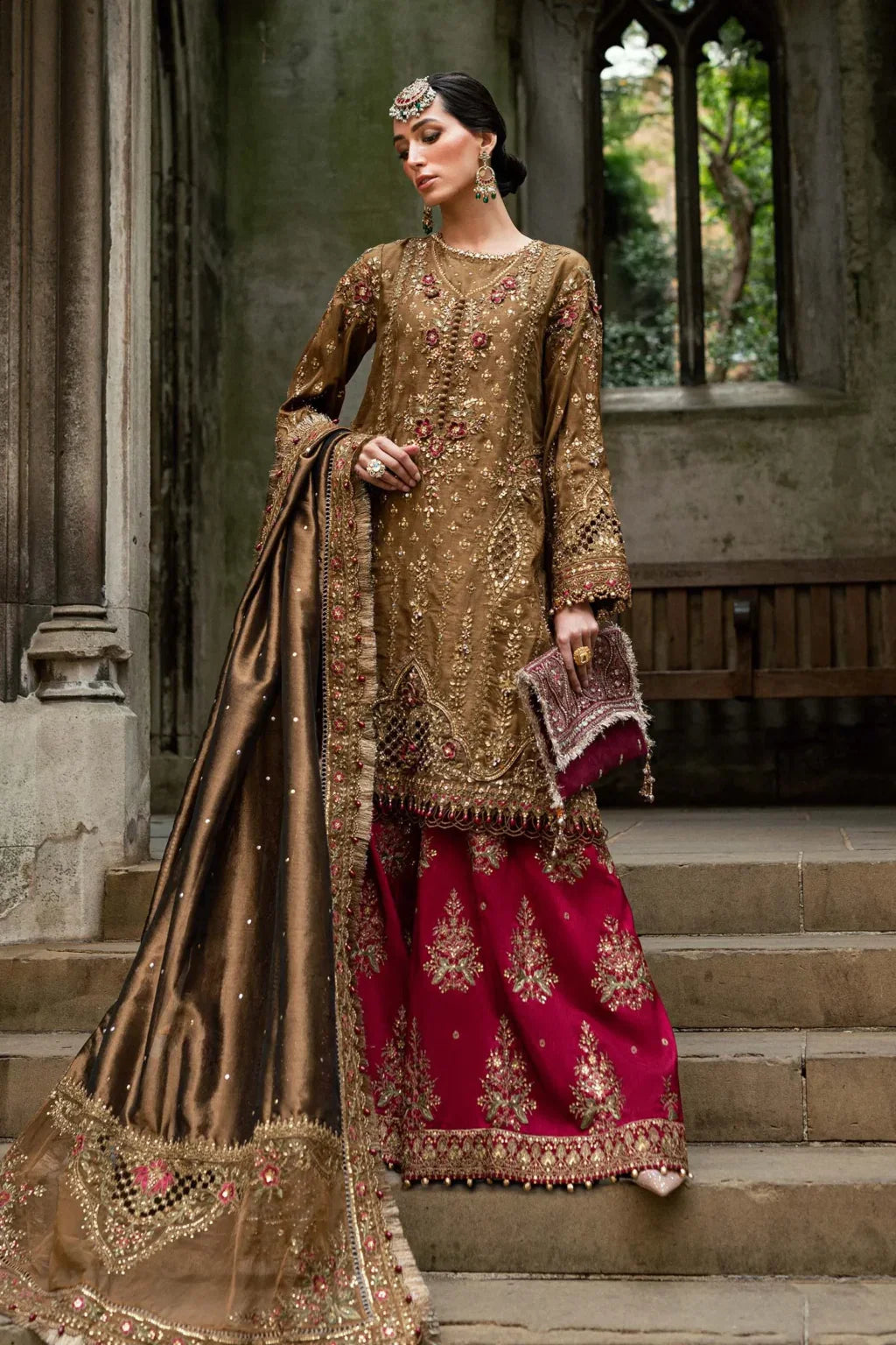 SOIRÉE RAW SILK UNSTITCHED EMB D-4 SUIT