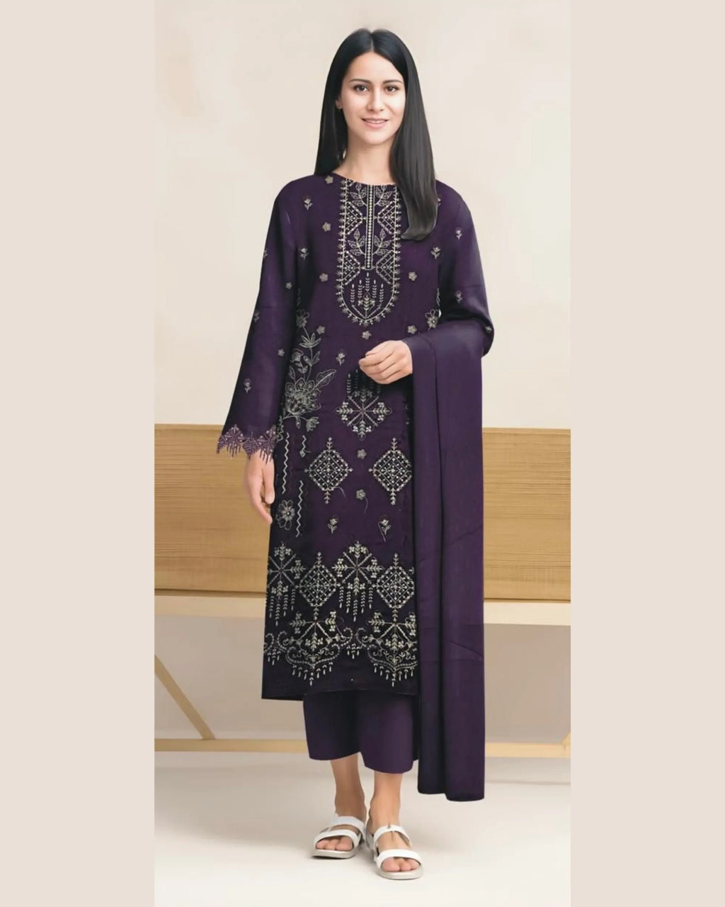 MIRAAL VOL#1 DHANAK UNSTITCHED EMB 3PC