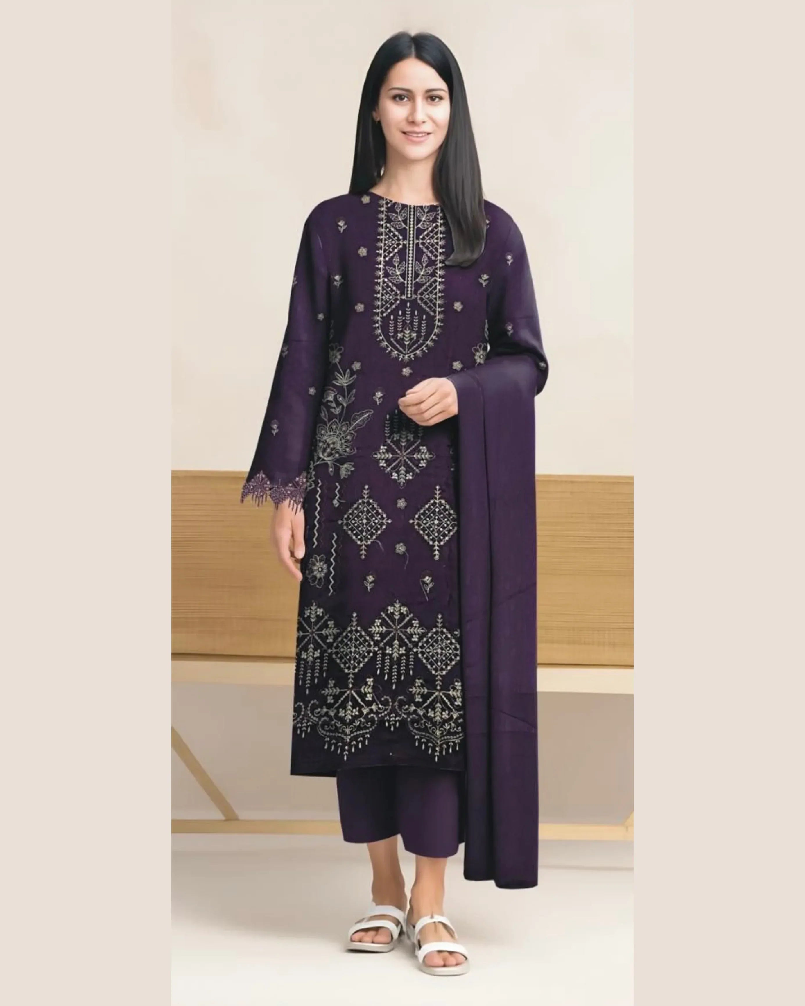 MIRAAL VOL#1 DHANAK UNSTITCHED EMB 3PC