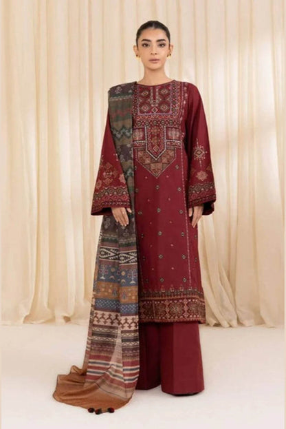 SAPPHIRE | DHANAK LUXURY UNSTITCHED EMB 3PC | DIGITAL PRINTED WOOL SHAWL