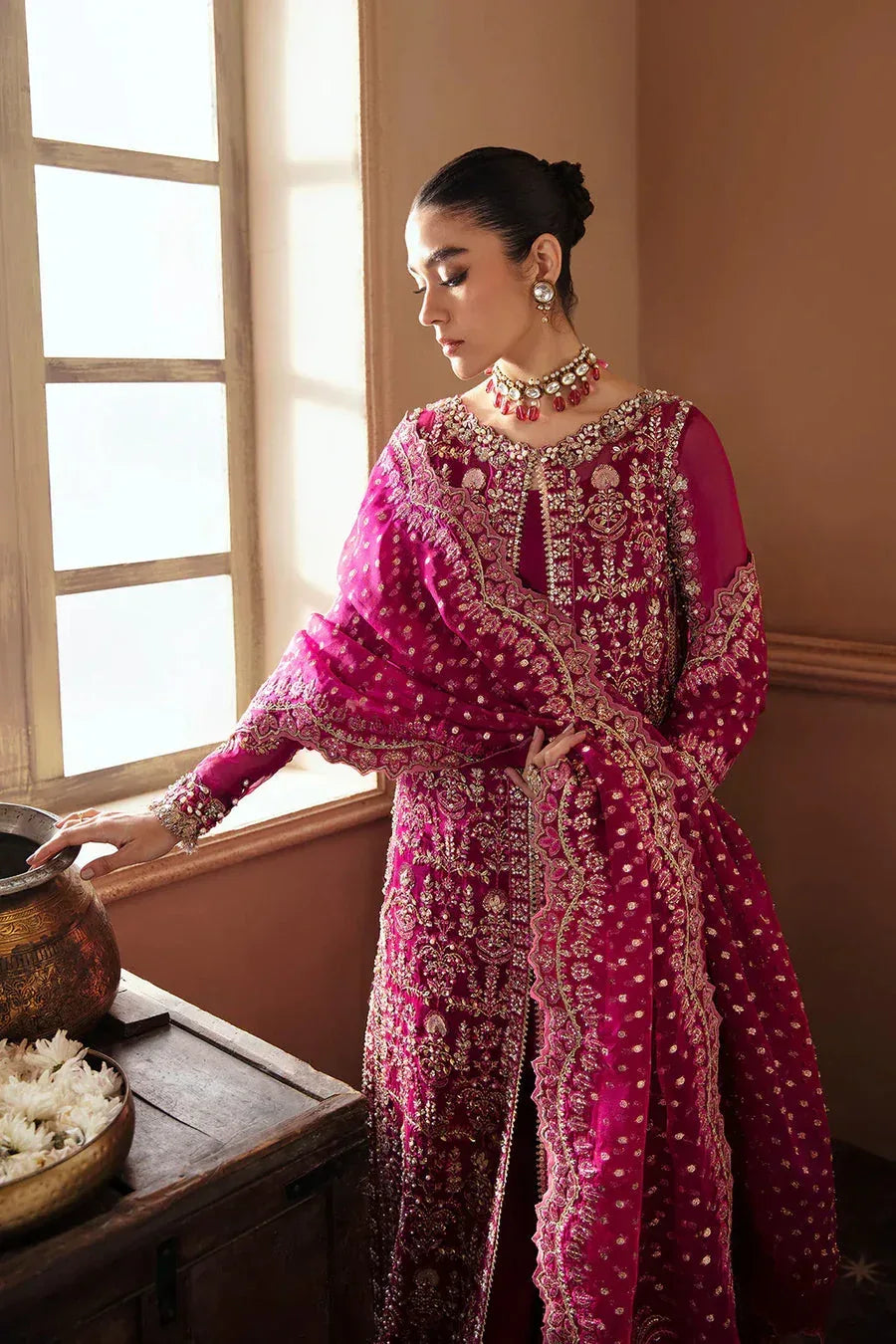 SORAYA ORGANZA UNSTITCHED EMB RAIZEL SUIT