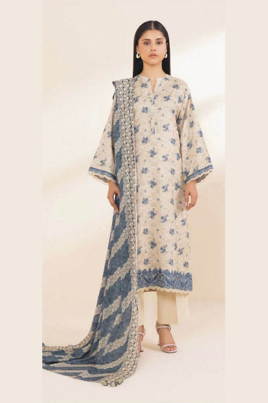 SAPPHIRE | DHANAK PRINTED UNSTICHED | 3PC