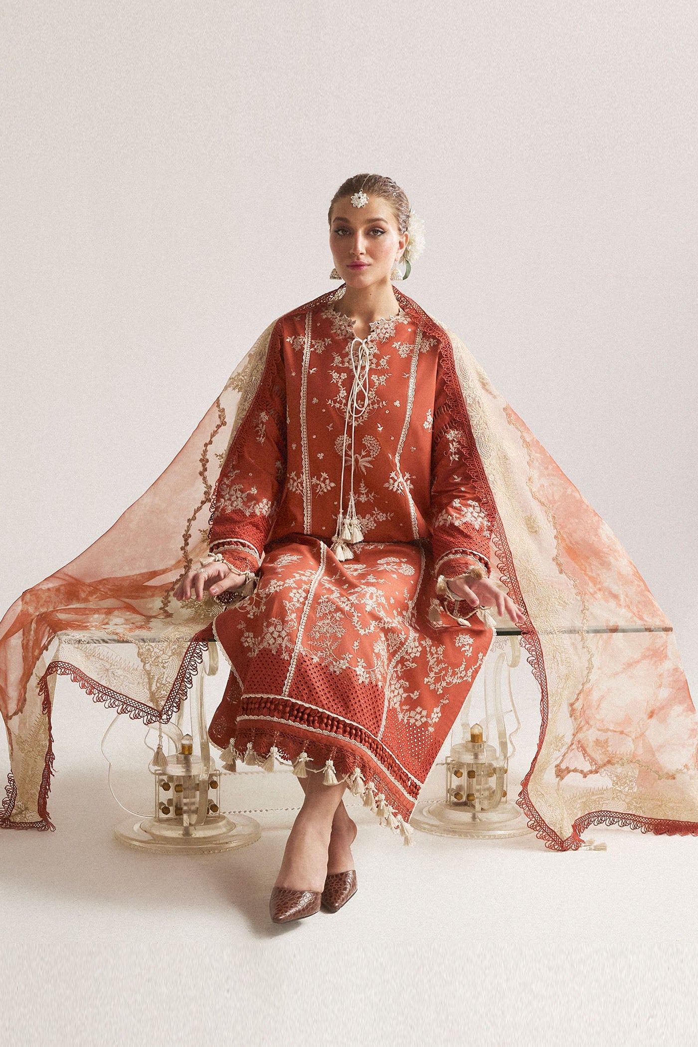 HUSSAIN REHAR | DHANAK UNSTITCHED EMB  | 3PC | DIGITAL PRINTED WOOL SHAWL