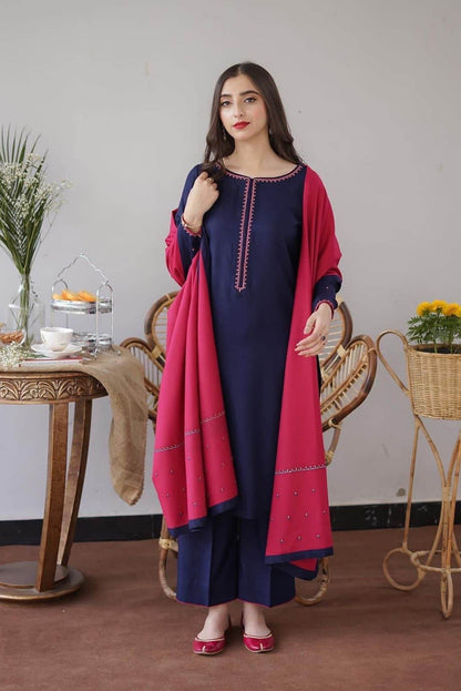 ASLING DHANAK UNSTITCHED EMB 3PC