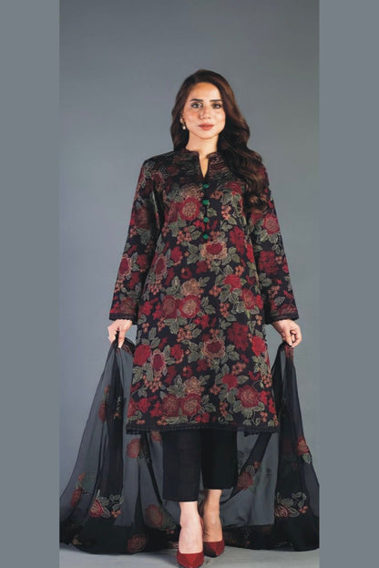 BAREEZE LINEN UNSTITCHED EMB 3PC