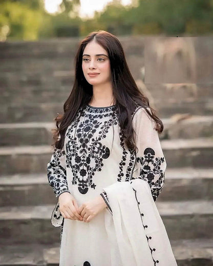 ANAMSHA LINEN UNSTITCHED EMB 3PC