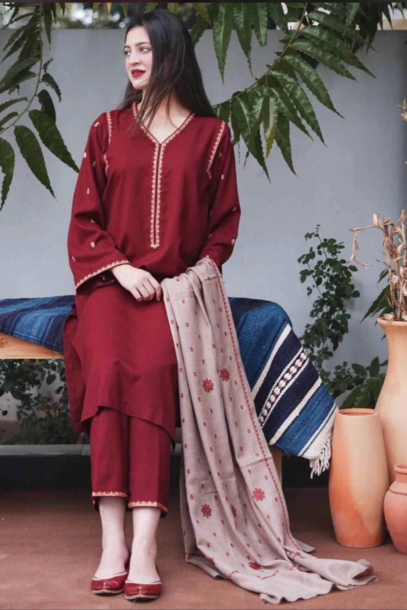 ASLING DHANAK UNSTITCHED EMB 3PC