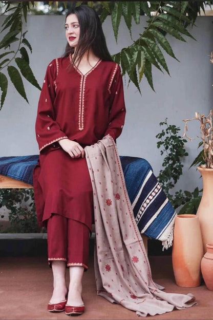 ASLING DHANAK UNSTITCHED EMB 3PC