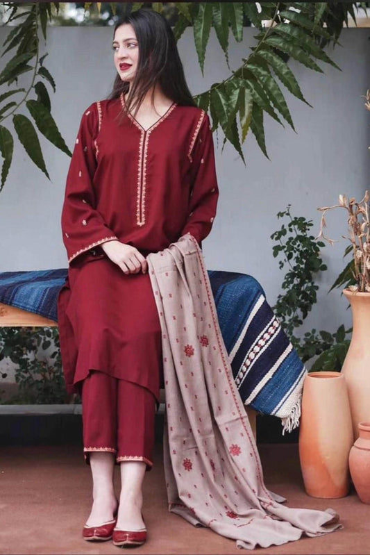 ASLING DHANAK UNSTITCHED EMB 3PC