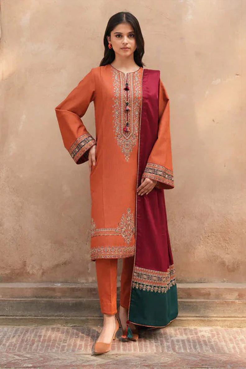 JAZMIN | DHANAK LUXURY UNSTITCHED EMB 3PC | DIGITAL PRINTED WOOL SHAWL